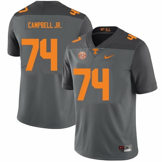 Men's Tennessee Volunteers #74 John Campbell Jr Jersey College Football New Gray