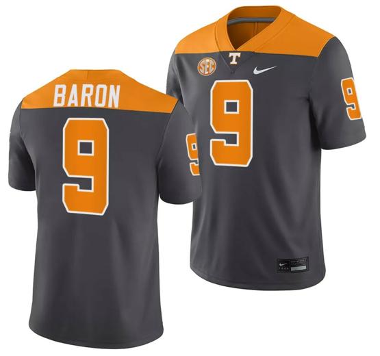 Men's Tennessee Volunteers #9 Tyler Baron Jersey 2023 Artful Dodger Smokey Grey Alternate Football