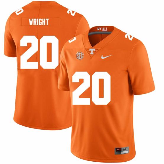 Men's Tennessee Volunteers #20 Jaylen Wright Jersey College Football New Orange