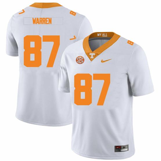 Men's Tennessee Volunteers #87 Jacob Warren Jersey College Football New White