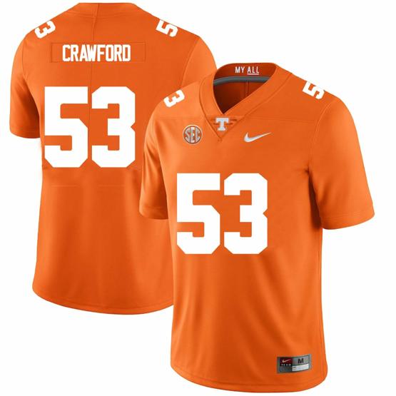 Men's Tennessee Volunteers #53 Jeremiah Crawford Jersey College Football New Orange