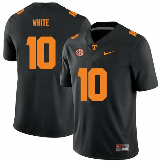 Men's Tennessee Volunteers #10 Squirrel White Jersey College Football New Black