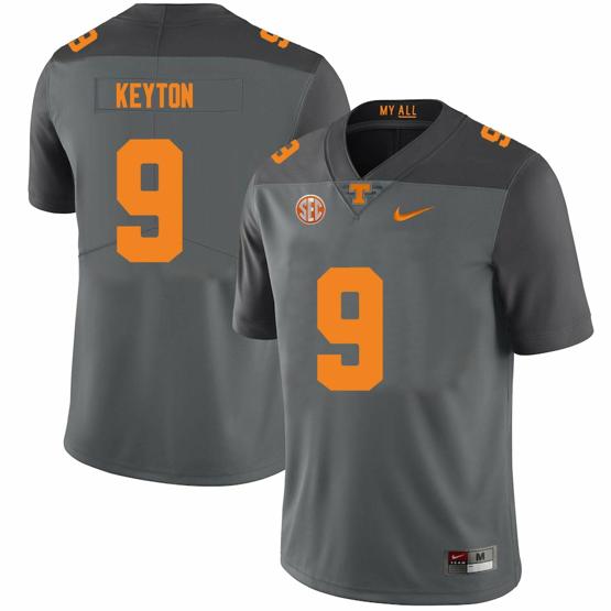 Men's Tennessee Volunteers #9 Ramel Keyton Jersey College Football New Gray