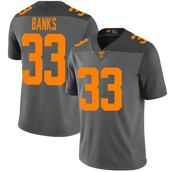 Men's Tennessee Volunteers Jeremy Banks Jersey #33 College Football Gray