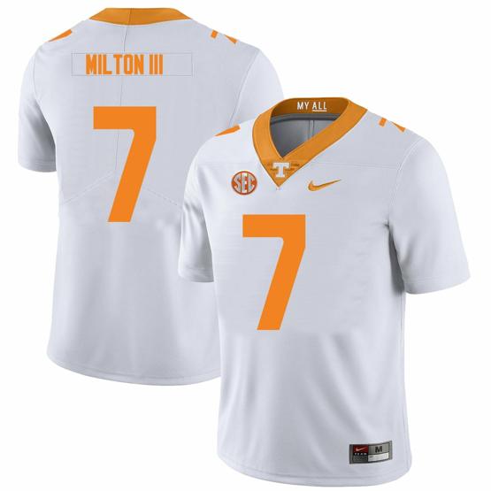 Men's Tennessee Volunteers #7 Joe Milton III Jersey College Football White