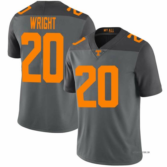 Men's Tennessee Volunteers #20 Jaylen Wright Jersey College Football Gray