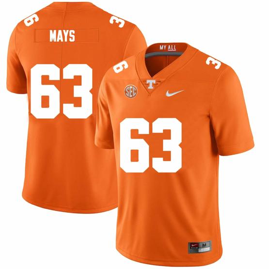 Men's Tennessee Volunteers #63 Cooper Mays Jersey College Football New Orange