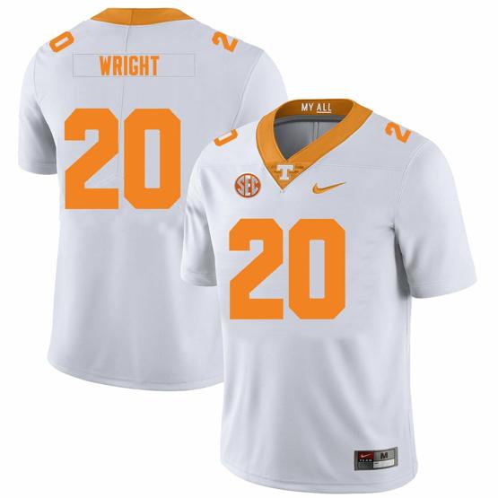 Men's Tennessee Volunteers #20 Jaylen Wright Jersey College Football New White