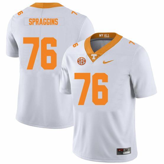 Men's Tennessee Volunteers #76 Javontez Spraggins Jersey College Football New White