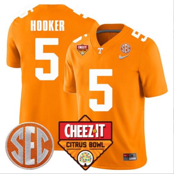 Men's Hendon Hooker Jersey #5 Tennessee Volunteers Football Cheez It Citrus Bowl Patch Orange