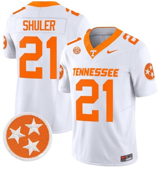 Men's Navy Shuler Jersey #21 Tennessee Volunteers Vapor Limited College Football White