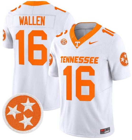 Men's Morgan Wallen Jersey #16 Tennessee Volunteers Vapor Limited College Football White