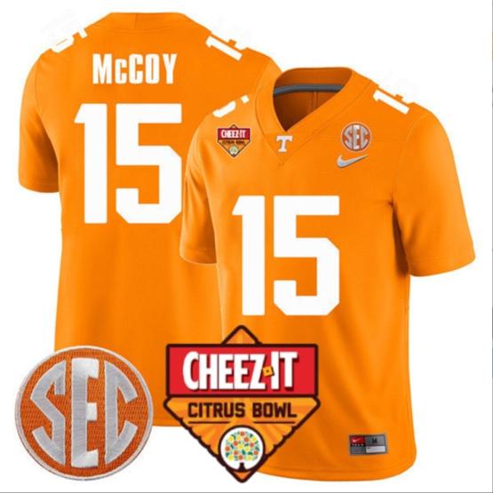 Men's Bru McCoy Jersey #15 Tennessee Volunteers Football Cheez It Citrus Bowl Patch Orange