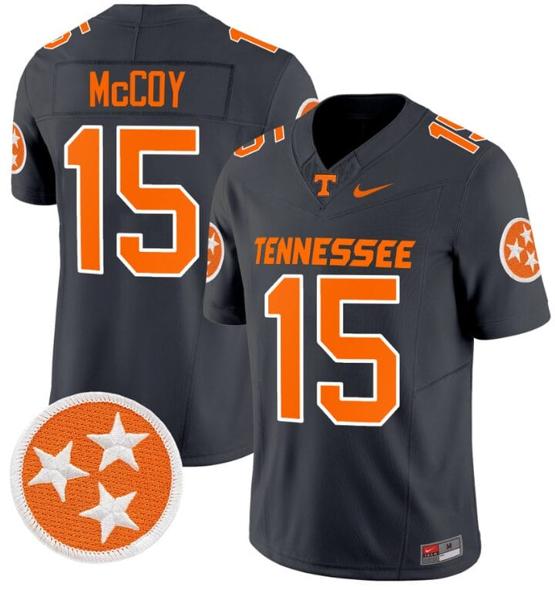 Men's Bru McCoy Jersey #15 Tennessee Volunteers Vapor Limited College Football Smoke Grey