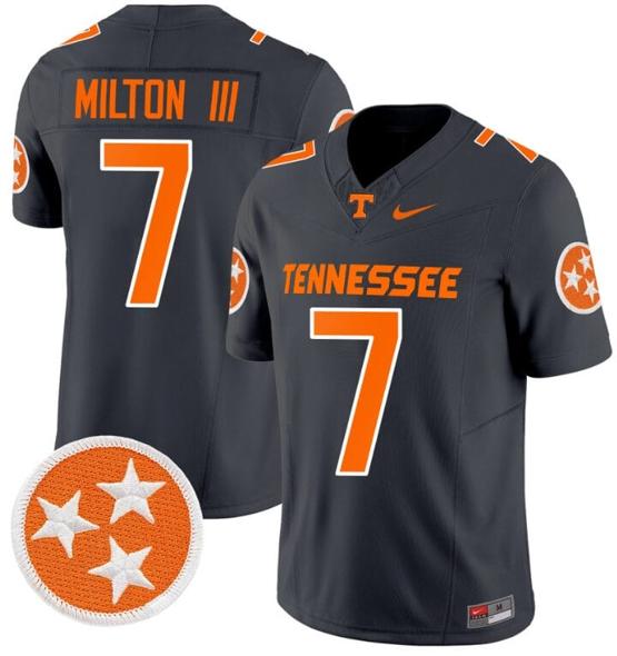 Men's Joe Milton III Jersey #7 Tennessee Volunteers Vapor Limited College Football Smoke Grey