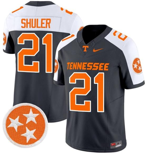 Men's Navy Shuler Jersey #21 Tennessee Volunteers Vapor Limited College Football Grey Alternate