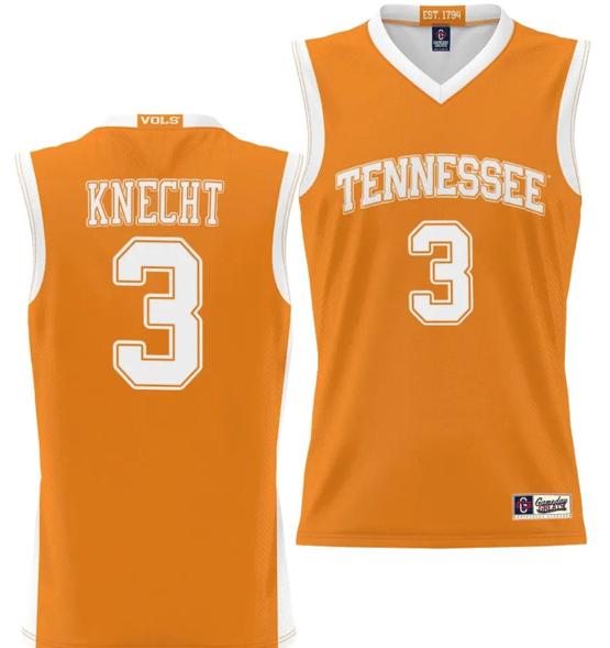 Men's Dalton Knecht Jersey #3 Tennessee Volunteers NIL College Basketball Lightweight Orange