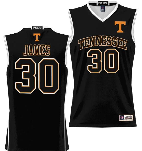 Men's Josiah Jordan James Jersey #30 Tennessee Volunteers NIL College Basketball Lightweight Black