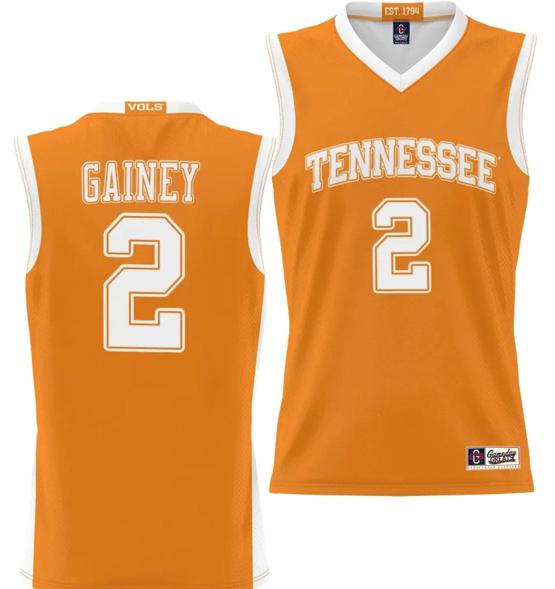 Men's Jordan Gainey Jersey #2 Tennessee Volunteers NIL College Basketball Lightweight Orange