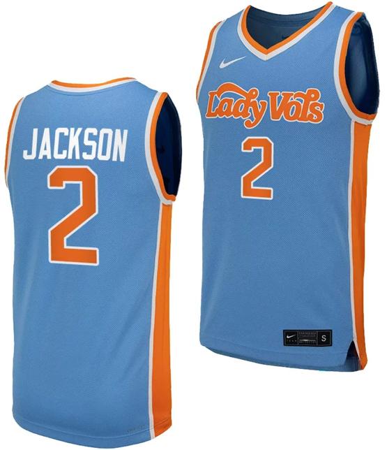 Men's Rickea Jackson Jersey #2 Tennessee Lady Volunteers Replica College Basketball Blue Uniform