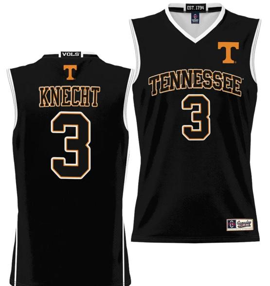 Men's Dalton Knecht Jersey #3 Tennessee Volunteers NIL College Basketball Lightweight Black