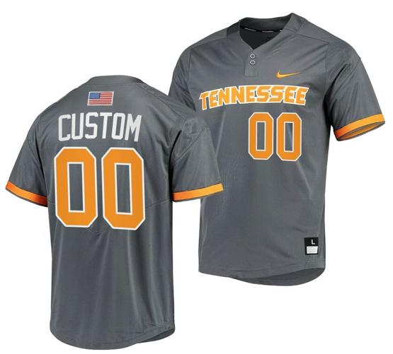 Men's Custom Tennessee Volunteers Baseball Jersey Name and Number NCAA College Grey