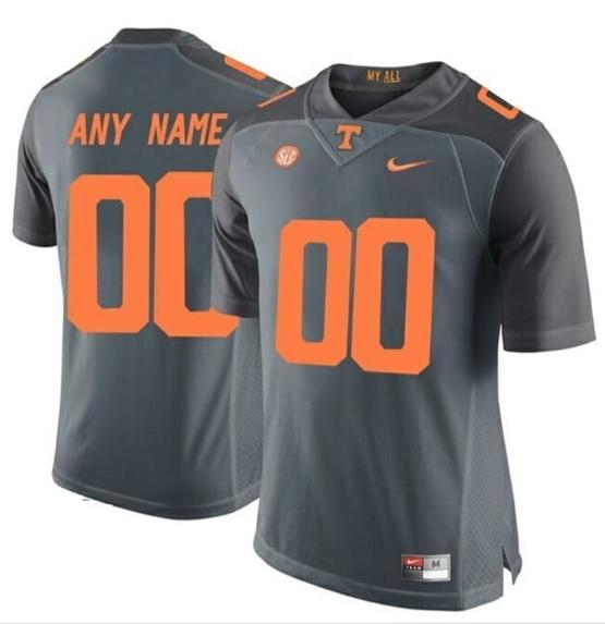 Men's Custom Tennessee Volunteers Jersey Grey College Limited Football Jersey