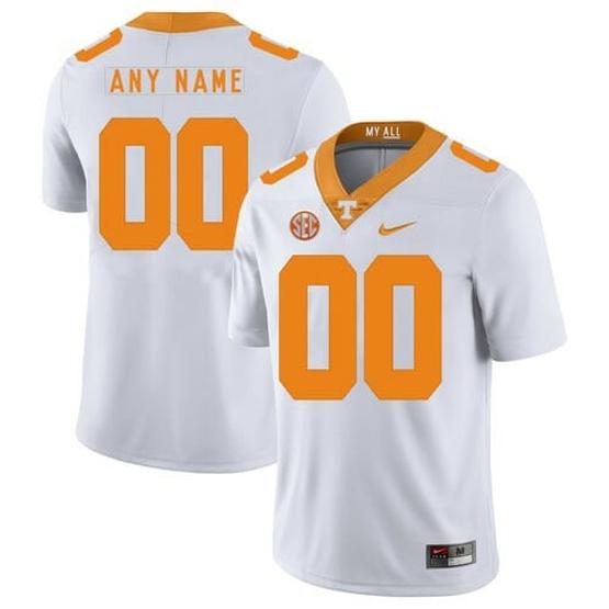 Men's Custom Tennessee Volunteers Football Jersey Name Number College White