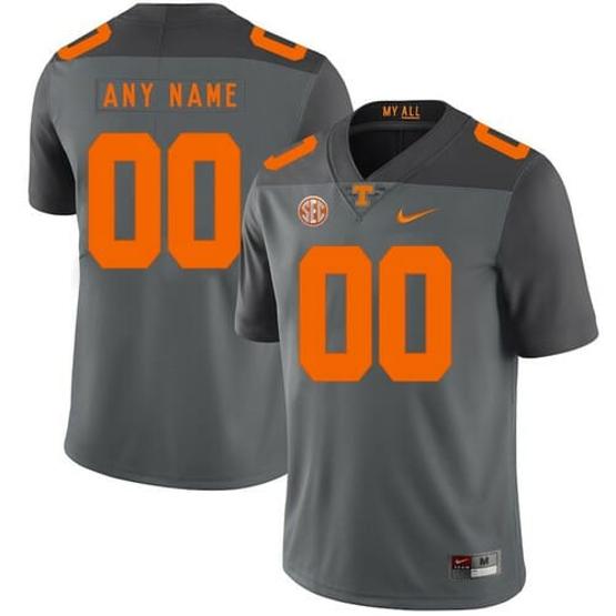 Men's Custom Tennessee Volunteers Jersey Name Number College Football Grey