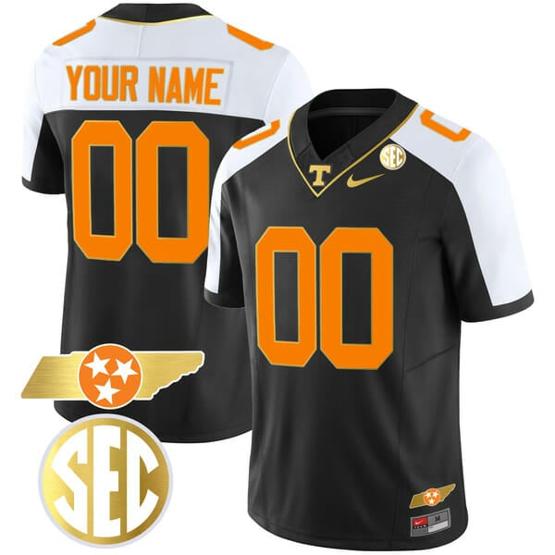 Men's Custom Tennessee Volunteers Jersey Name and Number “Checkerboard” College Football Stitched Alternate Black Gold