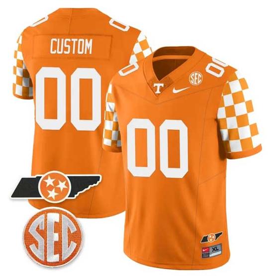 Men's Custom Tennessee Volunteers Jersey Name and Number “Checkerboard” College Football Stitched Orange