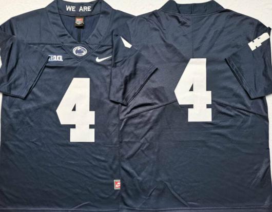 Men's Nike Penn State Journey Brown Jersey #4 College Football Game Navy No Name