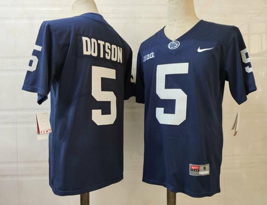 Men's Nike Penn State Jahan Dotson Jersey #5 College Football Game Navy With Name