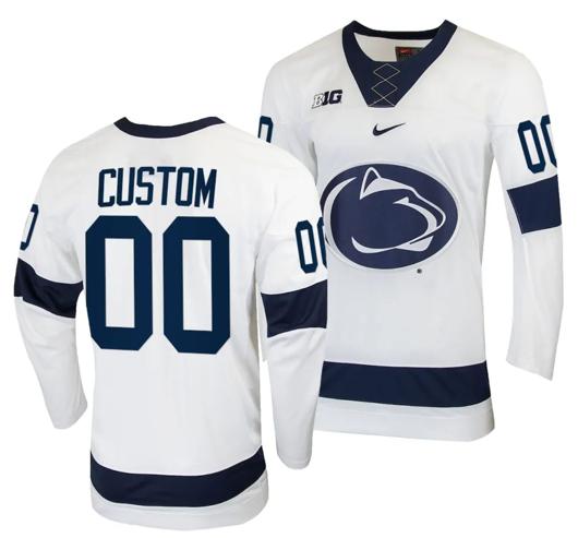 Men's Nike Custom Penn State Nittany Lions Jersey Name and Number White College Hockey Replica 2023-24