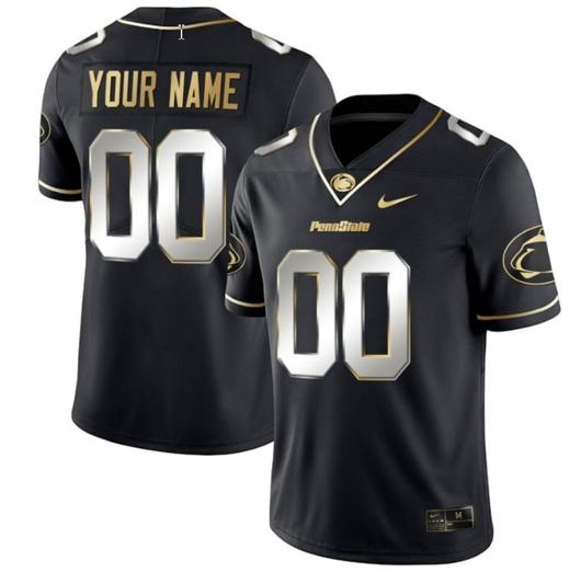 Men's Nike Custom Penn State Nittany Lions Jersey Name and Number College Football All Stitched Black Limited