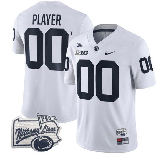 Men's Nike Custom Penn State Nittany Lions Jersey Name and Number PSU Patch College Football All Stitched White