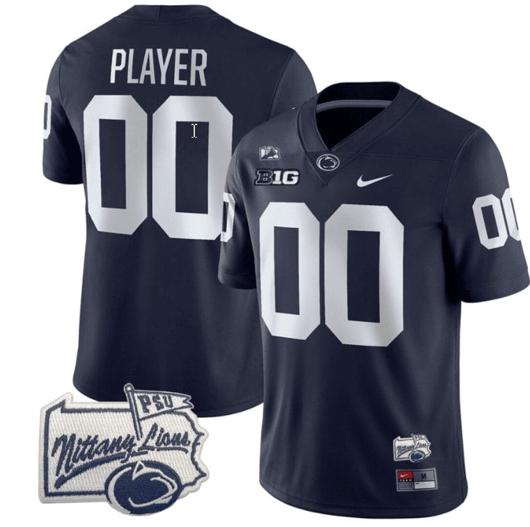 Men's Nike Custom Penn State Nittany Lions Jersey Name and Number PSU Patch College Football All Stitched Navy