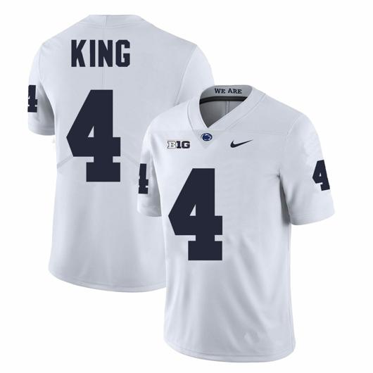 Men's Nike Penn State Kalen King Jersey #4 College Football Game White With Name