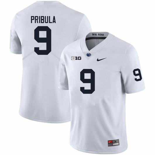 Men's Nike Penn State Beau Pribula Jersey #9 College Football Game White With Name