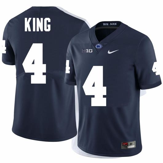 Men's Nike Penn State Kalen King Jersey #4 College Football Game Navy With Name