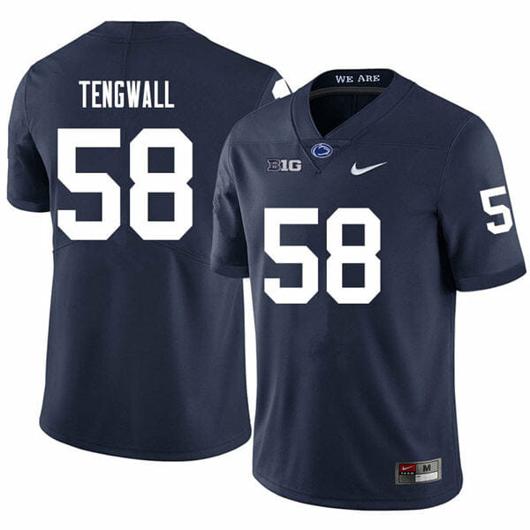 Men's Nike Penn State Landon Tengwall Jersey #58 College Football Game Navy With Name