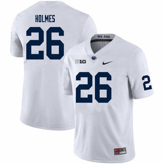 Men's Nike Penn State Caziah Holmes Jersey #26 College Football Game White With Name