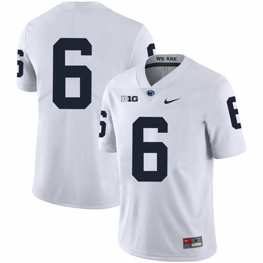 Men's Nike Penn State Zakee Wheatley Jersey #6 College Football Game White No Name