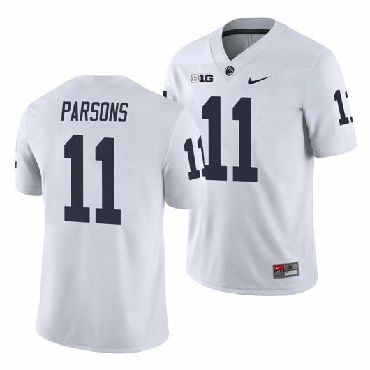 Men's Nike Penn State Micah Parsons Jersey #11 College Football Game White With Name