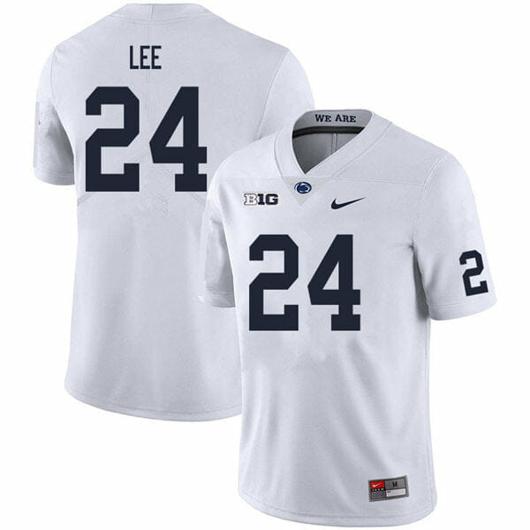 Men's Nike Penn State Keyvone Lee Jersey #24 College Football Game White With Name