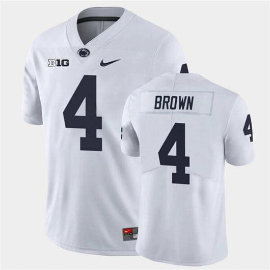 Men's Nike Penn State Journey Brown Jersey #4 College Football Game White With Name