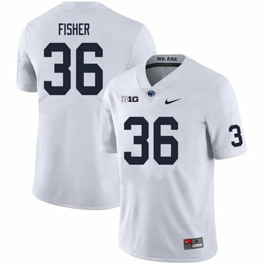 Men's Nike Penn State Zuriah Fisher Jersey #36 College Football Game White With Name