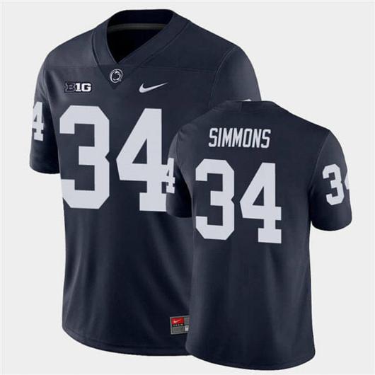 Men's Nike Penn State Shane Simmons Jersey #34 College Football Game Navy With Name