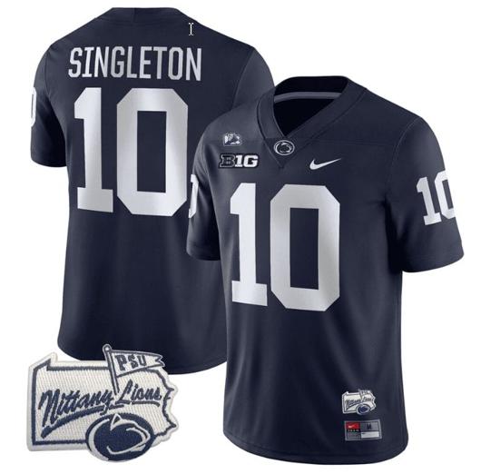 Men's Nike Nicholas Singleton Jersey #10 Penn State Nittany Lions PSU Patch College Football All Stitched Navy