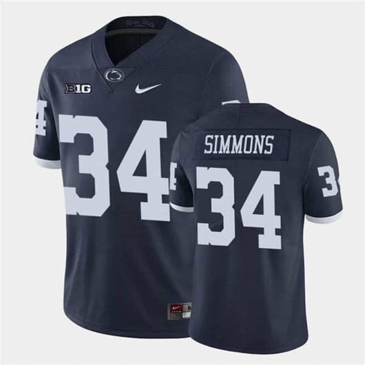 Men's Nike Penn State Shane Simmons Jersey #34 College Football Game Navy Retro With Name